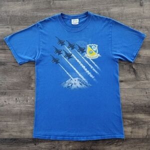 VTG Port & Company US Navy Blue Angels Mt. Rainier Blue Graphic Tee Medium